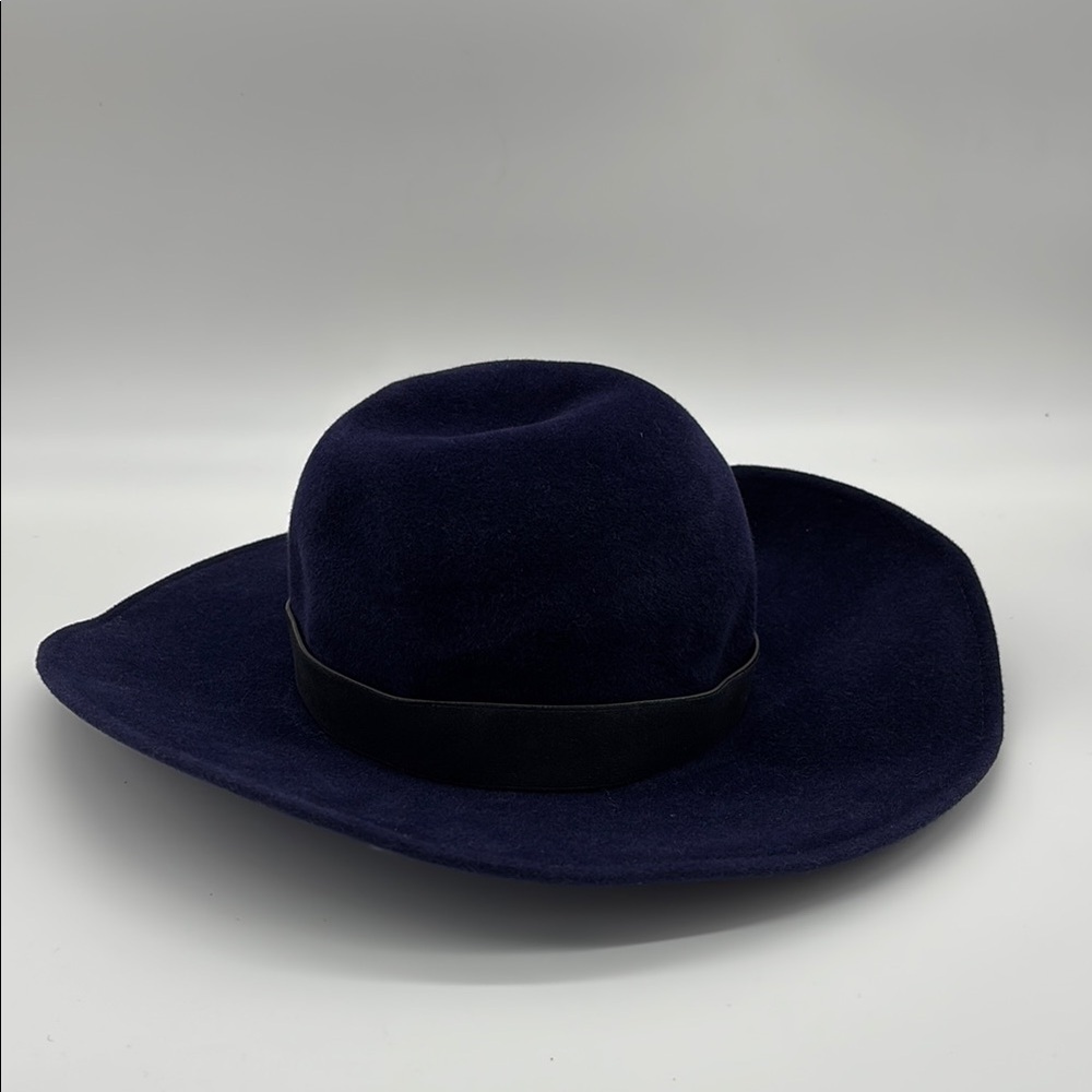 Theory Stylish Navy Blue Wide Round Brim Hat NWT